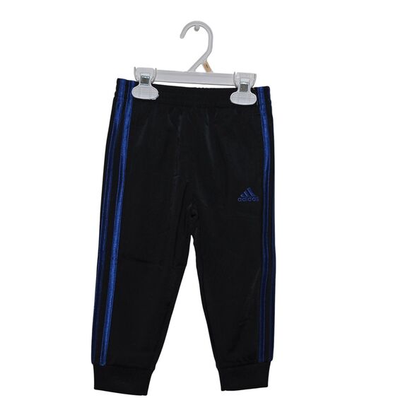 Adidas Toddler Boys 2T Black Track Pants Blue Stripe Athletic Joggers NWT - Picture 4 of 10